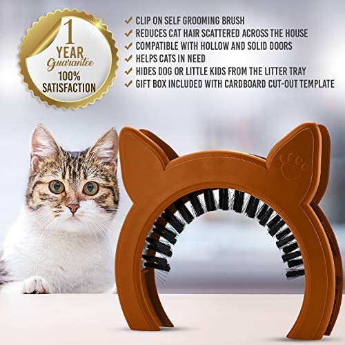 Pawsm - Escobilla para puerta de gato, extraíble, para ocultar la arena de  niños y perros, puertas de gatos para puertas interiores, color rosa o  blanco