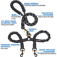 tobeDRI - Correa para perro doble, cómoda, sin enredos, con amortiguación elástica, reflectante, 2 correas para perros grandes, medianos y pequeños - BESTMASCOTA.COM