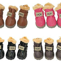 Botas antideslizantes para perros, envío desde Estados Unidos, zapatos calientes para el invierno, antideslizantes, protectores de patas, set de 4 piezas con un anillo de pelo - BESTMASCOTA.COM