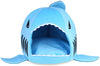 Grey Shark Bed for Small Cat Dog Cave Bed With  Removable Cushion,waterproof Bottom - BESTMASCOTA.COM