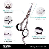 RUBOLD Juego de tijeras profesionales de aseo para perros, punta redondeada de acero inoxidable, tijeras afiladas y duraderas con peine de aseo para mascotas en kit – las mejores herramientas para recortar cada perro y gato salon - BESTMASCOTA.COM