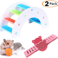 Mumax - Juego de juguetes de hámster de madera con puente de arco iris con sierra de mar de PVC, ideal para hámster nido, ratón, ratón, erizo, lagarto, animales pequeños (color al azar) - BESTMASCOTA.COM