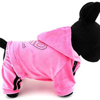 SMALLLEE_Lucky_STOE Pet Clothes Small Dog Cat Velvet Crown Jumpsuit Coat Hooide Pajamas Tracksuit - BESTMASCOTA.COM