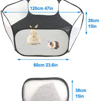 Amakunft C&C - Tienda de campaña para animales pequeños, transpirable y transparente, para mascotas, para exteriores e interiores, valla de ejercicio portátil para perritos de Guinea, conejos, hámster, chinchillas y erizos, Negro - BESTMASCOTA.COM