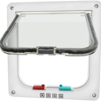 Hongyun - Solapa para puerta de gato, 4 vías, con bloqueo, impermeable, para puerta de gatos, perros pequeños, segura, fácil de instalar, exterior fácil - BESTMASCOTA.COM