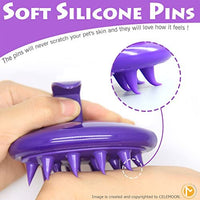 [Suave Silicona pines] celemoon Ultra suave silicona lavable masajes de gatos/cepillo para polvo de baño – seguro y sin arañazos – color morado... - BESTMASCOTA.COM