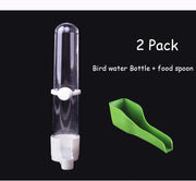 Yu-Xiang - Juego de 2 botellas de agua para pájaros con cuchara, pequeños alimentos para animales y cuencos colgantes para jaula de Mynah Parrot (2.2 fl oz) - BESTMASCOTA.COM