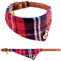 EXPAWLORER Juego de collar y correa para perro, clásico, a cuadros, ajustable, bandana y collares con campana para cachorros y gatos, 3 unidades - BESTMASCOTA.COM