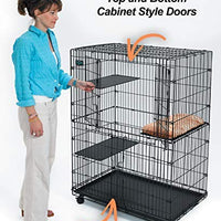 Midwest - Jaula para gatos con 3 estantes ajustables y 1 estante para cama de gato y ruedas de rueda. Ideal para 1 – 2 gatos. Medidas de la jaula de 14.2 x 9.3 x 19.9 in. - BESTMASCOTA.COM