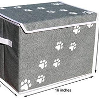 Feline Ruff - Caja de almacenamiento para juguetes de perro, tamaño grande Cesta de almacenamiento de juguetes para mascotas de 16.0 x 12.0 in con tapa. Cubo de lona plegable perfecto para juguetes y accesorios de gato. - BESTMASCOTA.COM