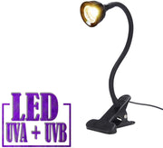 Lámpara solar LED UVA + UVB con abrazadera flexible para reptiles, anfibios, tortugas, tortugas, dragones, camaleón, lagarto (bombilla incluida) - BESTMASCOTA.COM