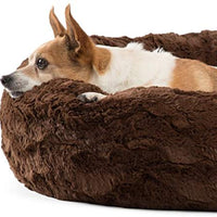 Best Friends by Sheri Lux Fur Donut Cuddler (varios tamaños) - Cama redonda para gatos y perros, alivio ortopédico, autocalentamiento y acogedor para un sueño mejorado, Prime, lavable a máquina, parte inferior resistente al agua - BESTMASCOTA.COM