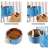 RUBYHOME Comedero para perros, cuenco de agua para mascotas, cuenco de plástico 2 en 1 y cuenco de acero inoxidable, cuenco extraíble para colgar gatos, conejos, pájaros, comida, cuenco perfecto para cajas y jaulas - BESTMASCOTA.COM