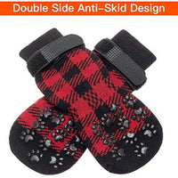 SCENEREAL - Calcetines antideslizantes para perro con correas para control de tracción (3 pares, protector de pata a cuadros, para interior de piso, diseño antideslizante para perros pequeños y medianos, gatos, cachorros - BESTMASCOTA.COM