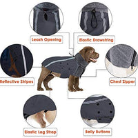 SlowTon - Abrigo de invierno para perro, cálido forro polar para perro, chaqueta exterior con cuello alto y bufanda reflectante, a rayas, ajustable, impermeable, resistente al viento, chaleco suave para cachorros - BESTMASCOTA.COM