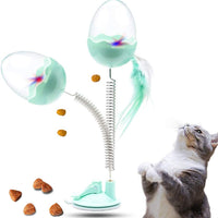 LECHONG Juguetes interactivos para gatos, juguetes de plumas para gatos, pelota para gatos, juguete para dispensar puzles con resorte flexible y potente succión - BESTMASCOTA.COM