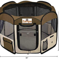 Zampa Portable Foldable Pet playpen Exercise Pen Kennel + Carrying Case for Larges Dogs Small Puppies/Cats | Indoor/Outdoor Use | Water Resistant - BESTMASCOTA.COM