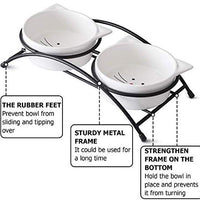 Y YHY cuencos elevados de cerámica para gatos, cuencos de agua o comida para gatos, platos dobles con soporte de metal, diseño de orejas de gato, 12 onzas - BESTMASCOTA.COM