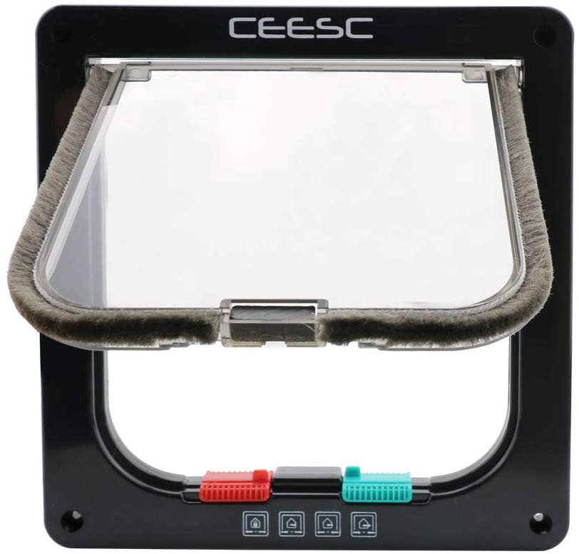 CEESC Puerta magnética para gato con 4 vías de bloqueo para gatos, gatitos y gatitos, 3 tamaños y 2 opciones de colores - BESTMASCOTA.COM