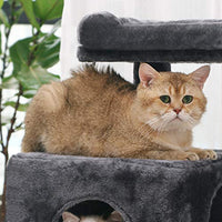 BEWISHOME Condominio de árbol para gatos con postes rascadores de sisal, perca de felpa, casas dobles y cesta, muebles de torre para gatos, centro de actividades para gatitos, casa de juegos MMJ06 - BESTMASCOTA.COM