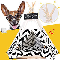 Arkmiido - Tienda de campaña para mascotas, para perros, cachorros, gatos, cama de lona blanca, linda casa para perros, con cojín, 24.0 in, para interior y exterior - BESTMASCOTA.COM