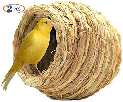 Hamiledyi - Jaula de pájaros de simulación de pajita de pájaros 100% fibra natural – Cozy Resting Place para pájaros – Proporciona refugio de clima frío – Pájaros escondidos de Predatores – Ideal para Finch & Canary - BESTMASCOTA.COM