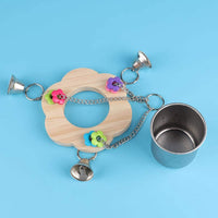 HEEPDD comedero para pájaros para jaula, ahorra espacio para colgar, taza de alimentación de acero inoxidable con campana y juguete para masticar para loros de tamaño pequeño y mediano - BESTMASCOTA.COM