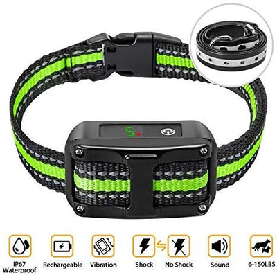 Collar de corteza de perro PetYeah, 5 niveles de sensibilidad e intensidad ajustables, dos modos antiladridos recargables, impermeables y reflectantes, sin control de ladridos para perros pequeños, medianos y grandes, Adjustable, Negro - BESTMASCOTA.COM