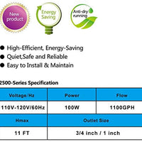 FreEESEA 160-1100 GPH Bomba de agua sumergible para estanques, acuarios, estanques, estanques, estanques, fuente de jardín, fuente de cascada, hidroponía, piscina con elevación máxima de 11.0 ft | Ultra silencioso con protección de apagado automático de s - BESTMASCOTA.COM