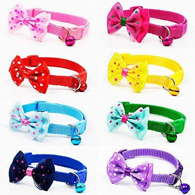 Yasma - Collar de gato con campana de 8 piezas, sólido y seguro, nailon, colores variados - BESTMASCOTA.COM