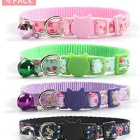 CHUKCHI 4 piezas de collares de gato de seguridad de liberación rápida con cascabel ajustable collar de gato con pequeño patrón floral colorido suave fuerte tira de nailon para gato, gatito - BESTMASCOTA.COM