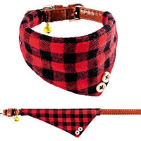 EXPAWLORER Juego de collar y correa para perro, clásico, a cuadros, ajustable, bandana y collares con campana para cachorros y gatos, 3 unidades - BESTMASCOTA.COM