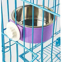 RUBYHOME Comedero para perros, cuenco de agua para mascotas, cuenco de plástico 2 en 1 y cuenco de acero inoxidable, cuenco extraíble para colgar gatos, conejos, pájaros, comida, cuenco perfecto para cajas y jaulas - BESTMASCOTA.COM