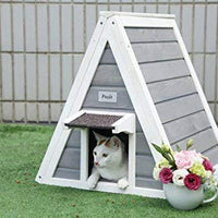 Petsfit - Casa de gato triangular para exteriores con puerta de escape para todos los gatos - BESTMASCOTA.COM