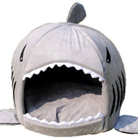 Grey Shark Bed for Small Cat Dog Cave Bed With  Removable Cushion,waterproof Bottom - BESTMASCOTA.COM