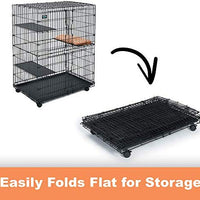 Midwest - Jaula para gatos con 3 estantes ajustables y 1 estante para cama de gato y ruedas de rueda. Ideal para 1 – 2 gatos. Medidas de la jaula de 14.2 x 9.3 x 19.9 in. - BESTMASCOTA.COM