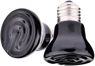 MD Lighting - Bombilla de calor para mascotas (50 W, 2 unidades, cerámica infrarroja, emisor de calor para abrigo, lagarto, corderos, serpiente, sin luz), color negro - BESTMASCOTA.COM