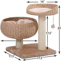 PetPals - Cuerda de papel hecha a mano con forma de cuenco natural con perca de árbol para gatos - BESTMASCOTA.COM