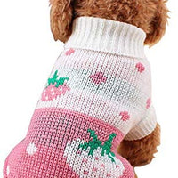 Chborchicen - Sudadera de punto para mascotas con diseño clásico de turtleneck para invierno, cálida, para cachorro, fresa y corazón, para perros - BESTMASCOTA.COM