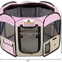 Zampa Portable Foldable Pet playpen Exercise Pen Kennel + Carrying Case for Larges Dogs Small Puppies/Cats | Indoor/Outdoor Use | Water Resistant - BESTMASCOTA.COM