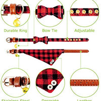 EXPAWLORER Juego de collar y correa para perro, clásico, a cuadros, ajustable, bandana y collares con campana para cachorros y gatos, 3 unidades - BESTMASCOTA.COM