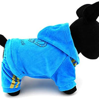 SMALLLEE_Lucky_STOE Pet Clothes Small Dog Cat Velvet Crown Jumpsuit Coat Hooide Pajamas Tracksuit - BESTMASCOTA.COM