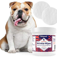 Petpost - Toallitas antiarrugas Bulldog para perros, limpia y calma las arrugas y pliegues, 100 almohadillas de algodón ultra suave en solución de aceite de coco - BESTMASCOTA.COM