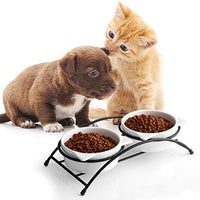 Y YHY cuencos elevados de cerámica para gatos, cuencos de agua o comida para gatos, platos dobles con soporte de metal, diseño de orejas de gato, 12 onzas - BESTMASCOTA.COM