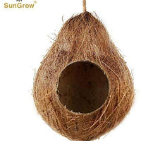 SunGrow Coco Shell - Casa de pájaros para pájaros pequeños a medianos, cáscara de coco crudo, dispensador de dulces, duradero y resistente, incluye lazo para colgar, Caseta para pájaros - BESTMASCOTA.COM