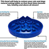 Tazón de alimentación lenta para gato | Tazón de alimentación lenta para mascotas | Lenta alimentación, ecológico de bambú duradero sin fibra tóxica, diseñado por veterinarios, diseño profesional (azul, púrpura, marfil) - BESTMASCOTA.COM