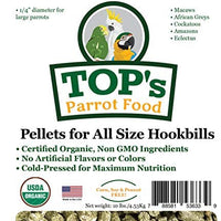 TOP's Parrot Food Pellets Hookbills, Loro pequeño, mediano y grande – Sin OGM, sin soja de maní y maíz, certificado orgánico USDA - BESTMASCOTA.COM