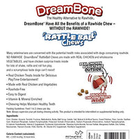 DreamBone Chicken Rattle Ball Masticable para perro, masticable de cuero crudo. - BESTMASCOTA.COM