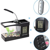 Docooler - Mini acuario de escritorio USB con reloj LED - BESTMASCOTA.COM