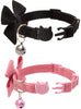 BINGPET Collar para gato con pajarita de campana, hebilla de seguridad ajustable, diamante de imitación de terciopelo, 2 unidades, rosa y negro - BESTMASCOTA.COM